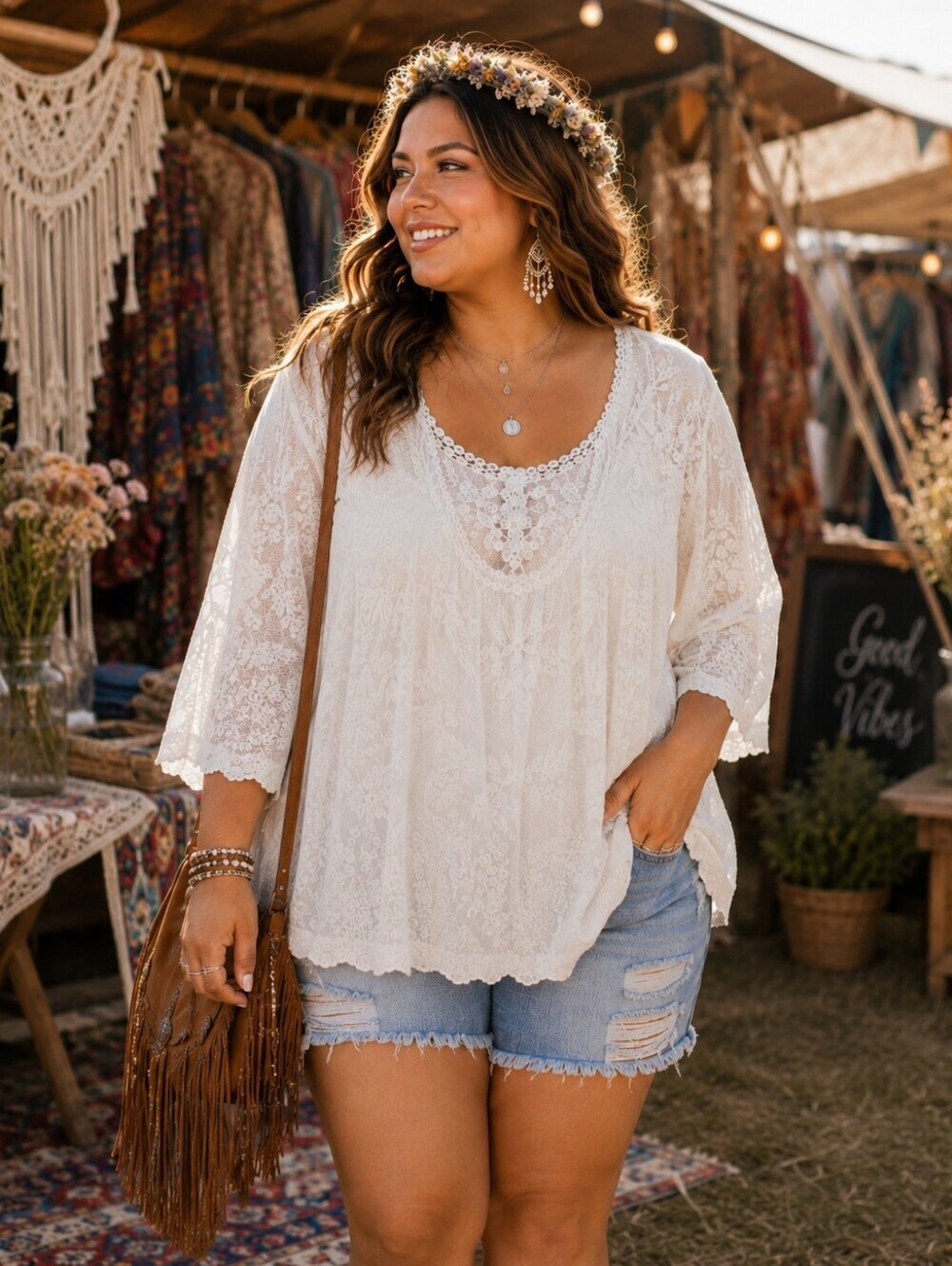 🌼🤍 Simply Emma White Lace Boho Festival Kimono/Cover-Up 3X NWT 🤍🌼